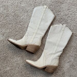 Dolce Vita Pearl Cream Cowboy Boots